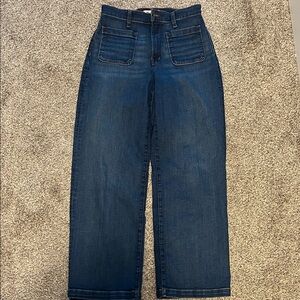 Madewell Emmett Wide Leg Dark Blue Flare Jeans